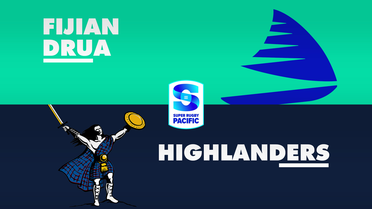 Fijian Drua vs Highlanders Super Rugby poster
